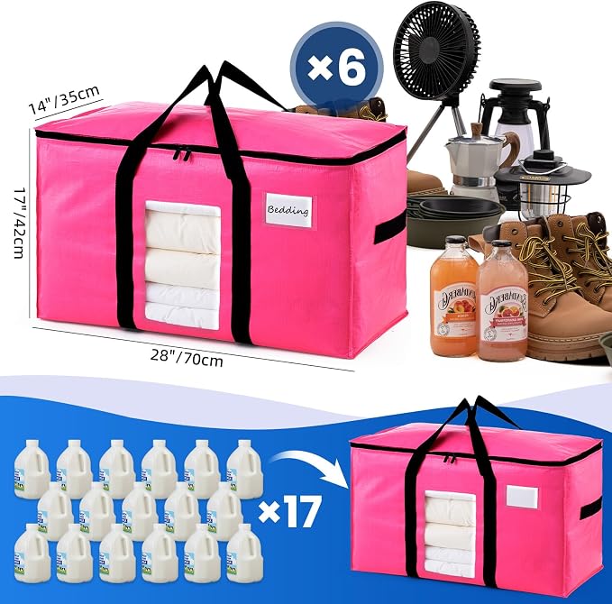 TAILI 6 Pack Pink Extra Large Moving Bags, Storage Bags - Image 6