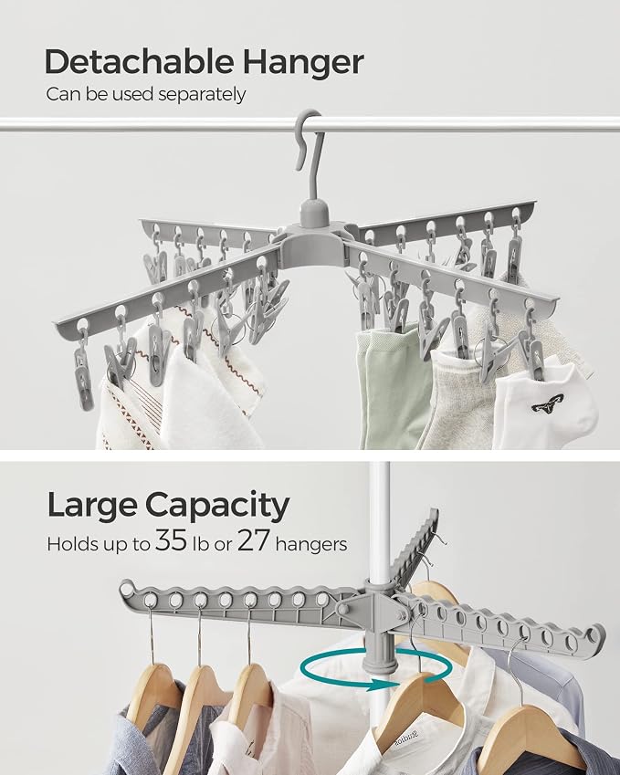 SONGMICS Clothes Drying Rack, 72.8-Inch Drying Rack, 3 Rotatable Arms | - Image 4