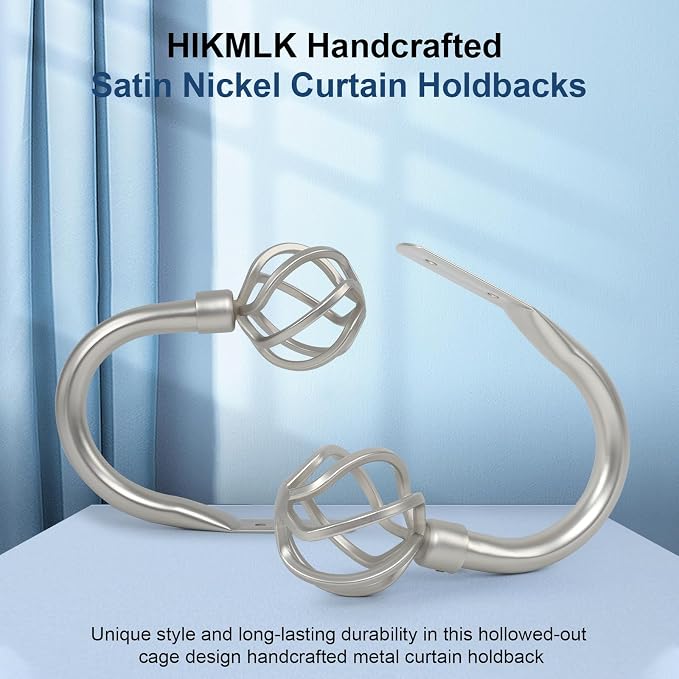 HIKMLK Curtain Holdbacks 2pcs, Solid Cast Iron Heavy Duty Curtain Tiebacks - Image 2