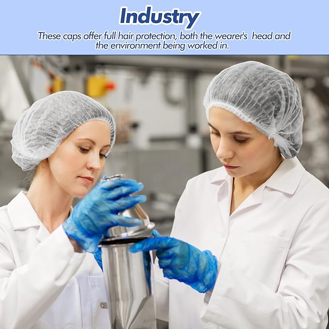 Yahenda 1000 Pcs Disposable Bouffant Caps Bulk Hair Nets 21" Non Woven Hairnet for Food Service Restaurant Lab Kitchen