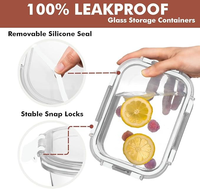Razab 30 PC Glass Food Storage Containers - Image 6