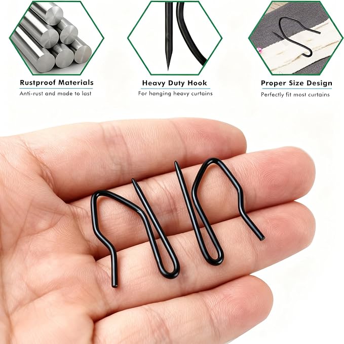 Curtain Hooks Drapery Hooks 60 Pack 1.3 Inch Large Heavy Duty Stainless Steel - Image 4