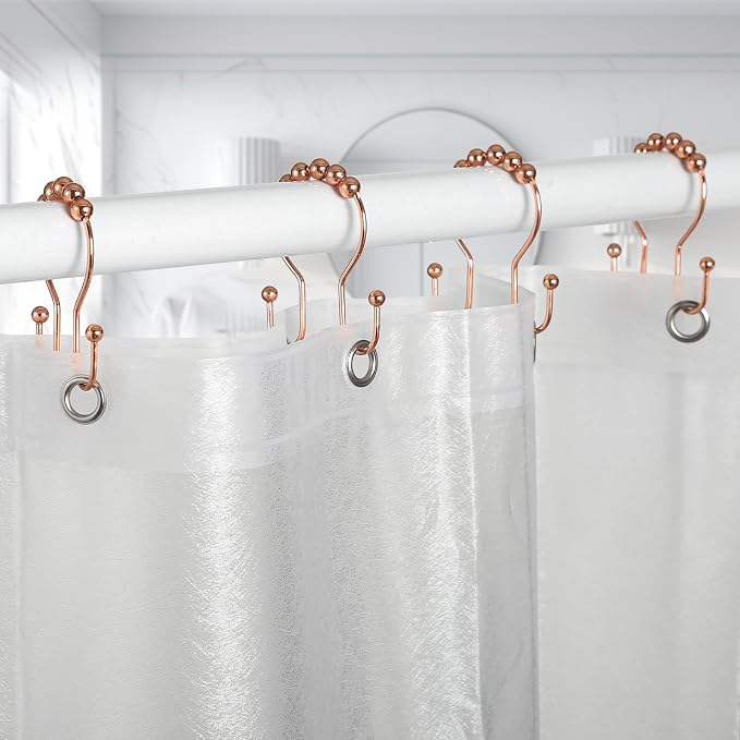 Shower Curtain Hooks, Stainless Steel Shower Curtain Hangers, Double Hook - Image 3
