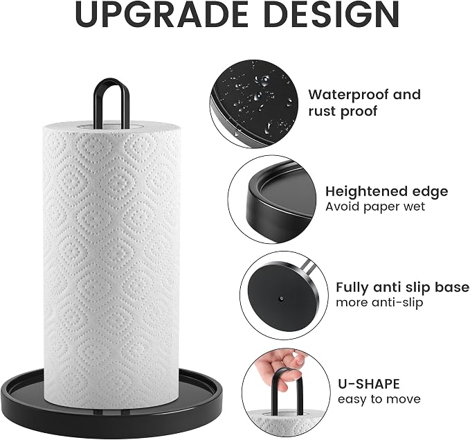 TONLEA Paper Towel Holder Countertop, Kitchen Roll Dispenser, Standing Paper - Image 4