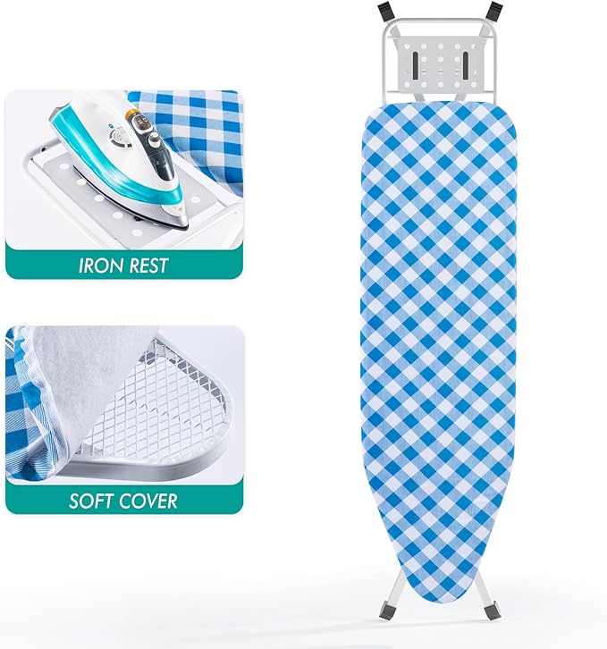 BKTD Full Size Ironing Board, Sturdy Frame, Heat Resistant Cover, Iron Rest - Image 2
