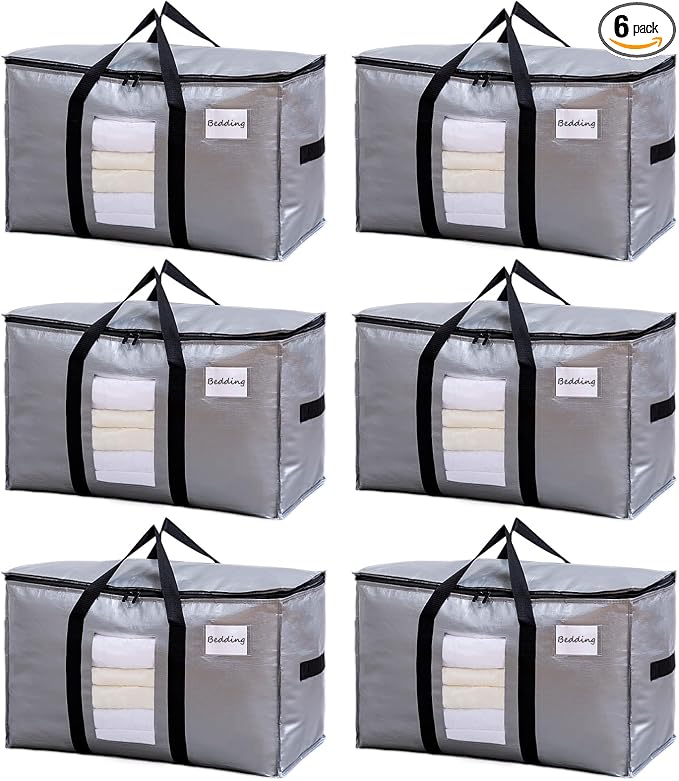 TAILI 6 Pack Silver Extra Large Moving Bags, Storage Bag by TAILI