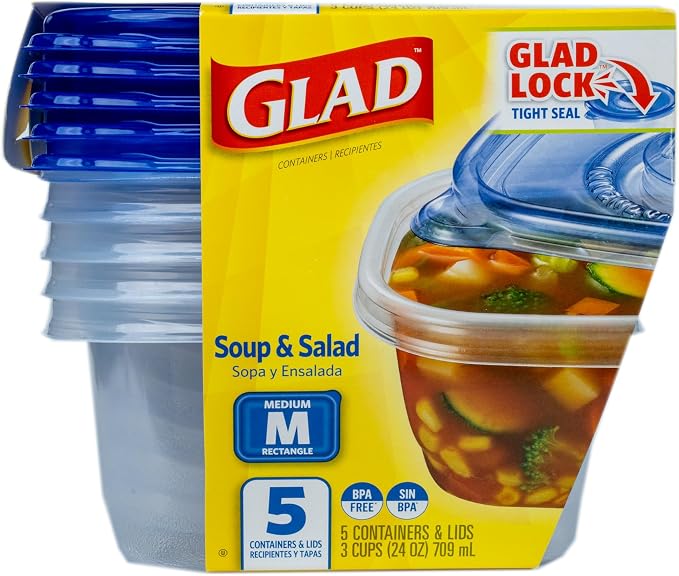 Glad GladWare Medium Rectangle Food Storage Containers, 24 Oz, 5 Ct, 6-Pk | - Image 2