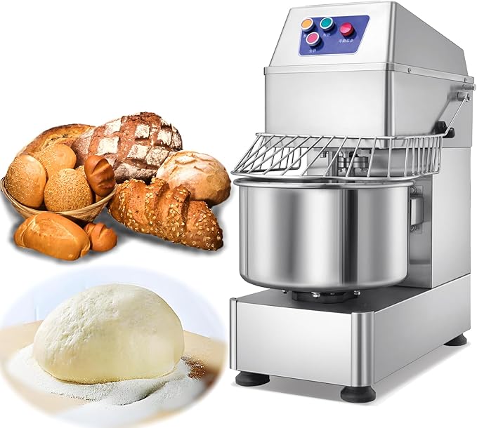 Commercial Dough Mixer Dual Rotating,31QT Two Speeds Mixing Dough Kneading Machine,Electric Dough Kneading Machine for Restaurant Pizzeria,Safety protection device & Timer Included
