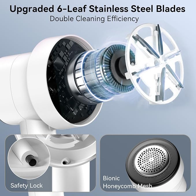 Rechargeable Fabric Shaver, 6-Leaf Blades, LED Display, 3 Speeds | Portable - Image 2