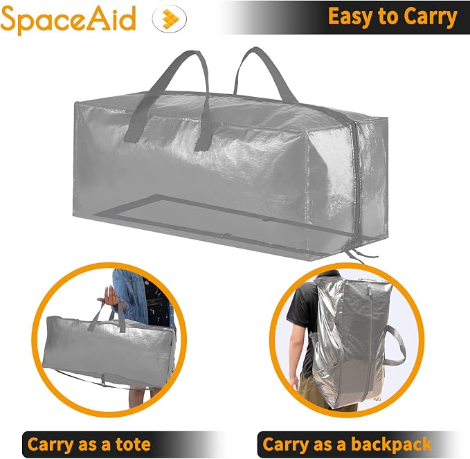 SpaceAid Heavy Duty Moving Bags, Extra Large Storage Totes W/Backpack Straps - Image 3
