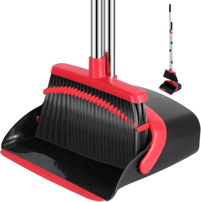 NACENA Broom and Dustpan Set, 52-in Long Adjustable Handle Broom Dustpan Combo by nacena