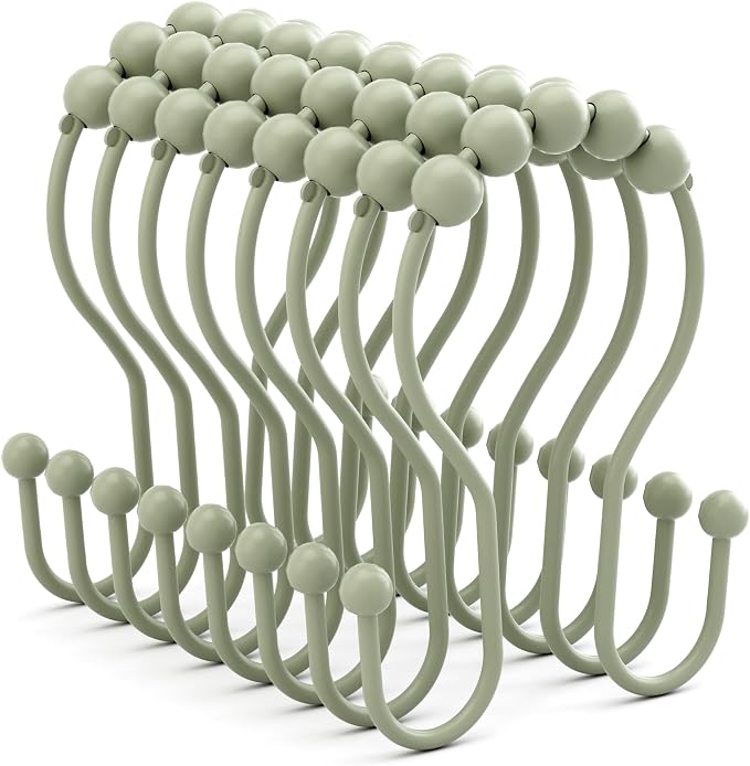 Bathway Sage Green Shower Curtain Hooks Shower Curtain Rings Rust Proof Sturdy by Bathway