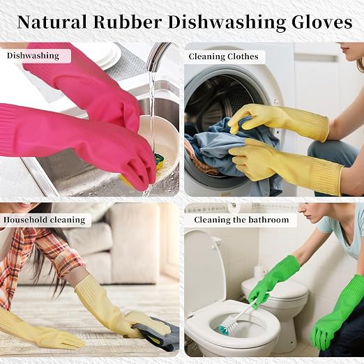 Rubber Gloves for Cleaning – 3 Pairs Reusable Gloves for Dishwashing, Kitchen - Image 3