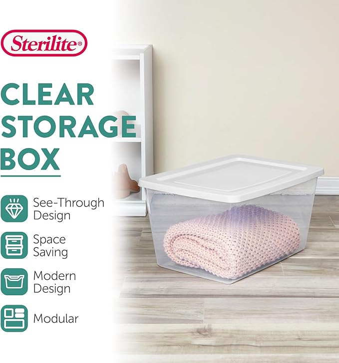 Sterilite Clear Storage Box Stackable Tote, 58 Quart - Image 2