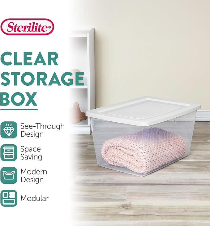 Sterilite Clear Storage Box Stackable Tote, 58 Quart - Image 2