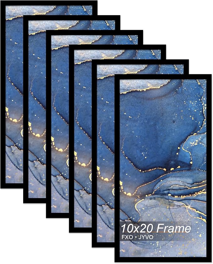 10x20 Picture Frame Set of 6, Black Frame for 10 x 20 Inch Picture Poster Photo, Light Weight and High Transparent 10 by 20 Frame for Wall - 6 Pack/Black/10 x20