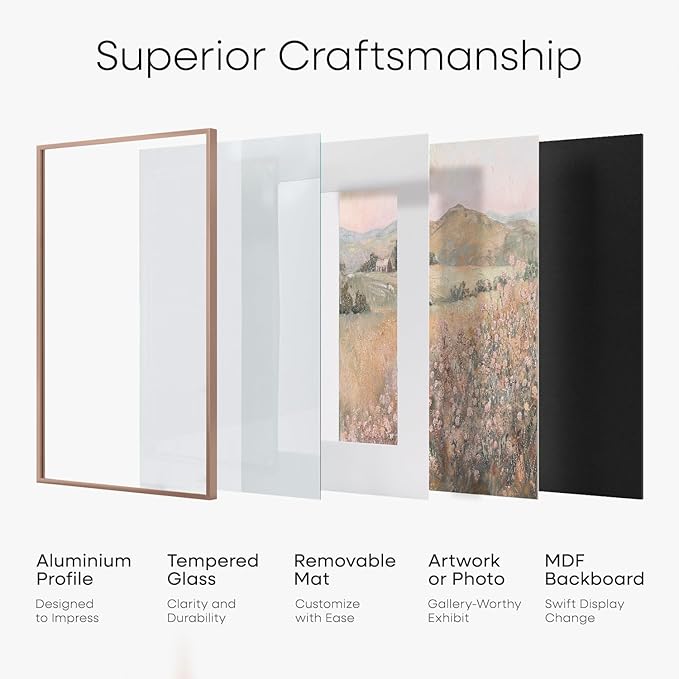 Homeforia 14x24 Picture Frame Mocha, High End Metal 14x24 Poster Frames with Mat 11x22 Photo, 14 x 24 Mocha Frame Matted to 11 by 22 Print, 24by14 Thin Hanging Frames, Tempered Glass, Wall Kit, Set of 2