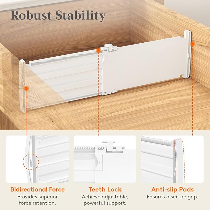 Lifewit 5" Tall Drawer Dividers, Adjustable Deep Drawer Organizer Clothes | - Image 4