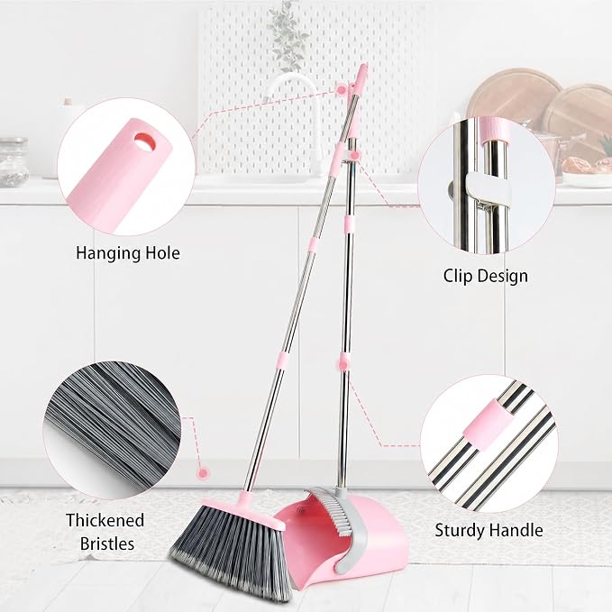 Broom and Dustpan Combo Set, Long Handle and Standing Dust Pan - Image 3