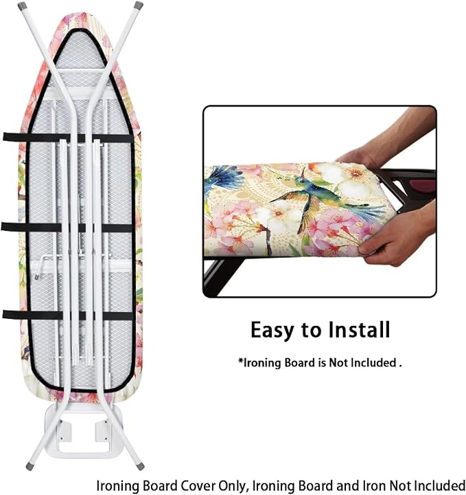 Hummingbird Blossom Ironing Board Cover Large Floral Pattern Extra Wide Table - Image 4