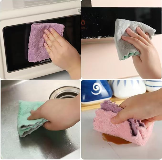 24 Pack Kitchen Dish Cloths Dish Towels, Super Soft and Absorbent Coral Fleece - Image 4