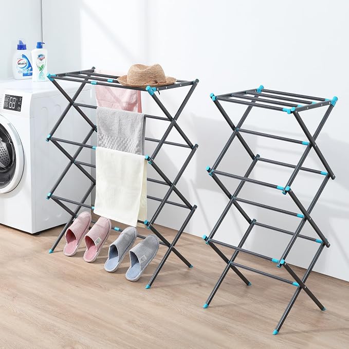 Oversize 3-Tier Clothes Drying Rack, No Install, Graphite | Expandable Design - Image 7