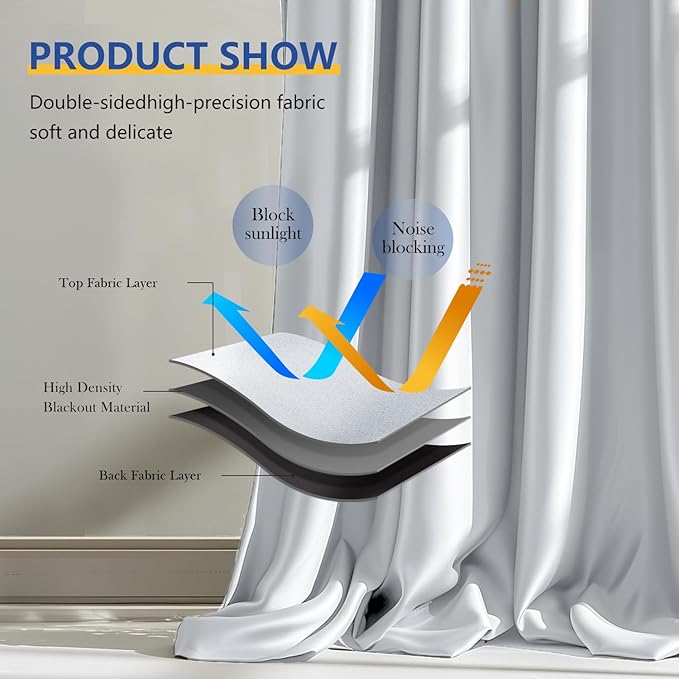 Room Divider Blackout Curtain Track Curtains Wall Dividers Panels Screen for Living Rooms Bedroom Office Privacy Partition Separation, W120 × L84 Inch,1 Panel, White