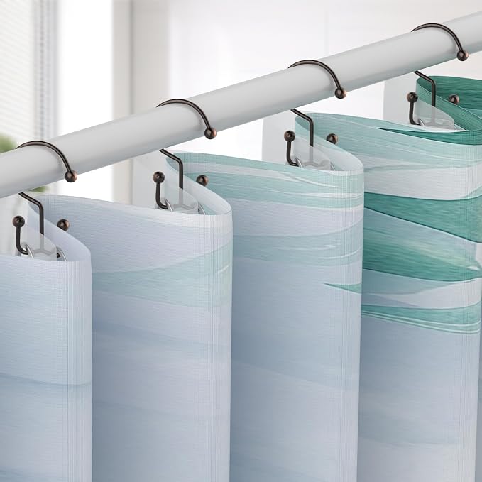 Shower Curtain Hooks, Durable Shower Curtain Rings Rust Proof, Double Glide - Image 2
