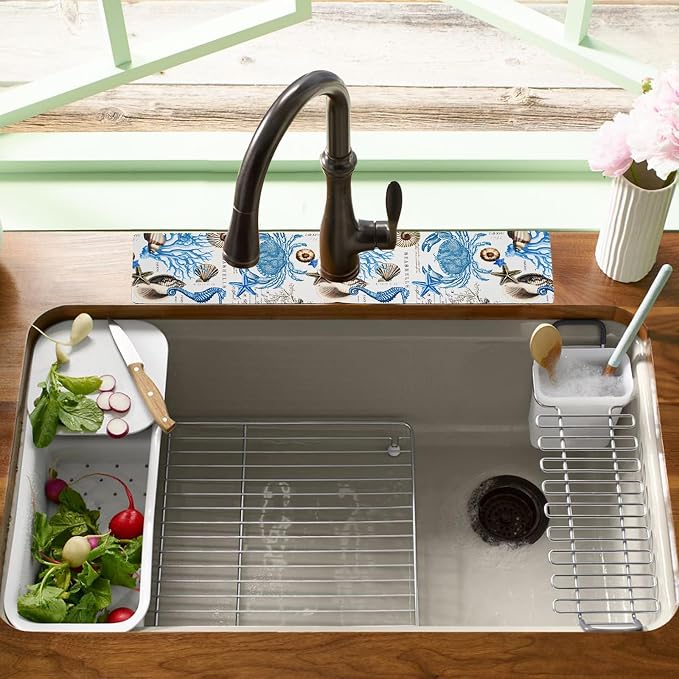 Sink Faucet Absorbing Mat, 2 Pack Drying Mat Around Faucet Sink Splash Guard - Image 2