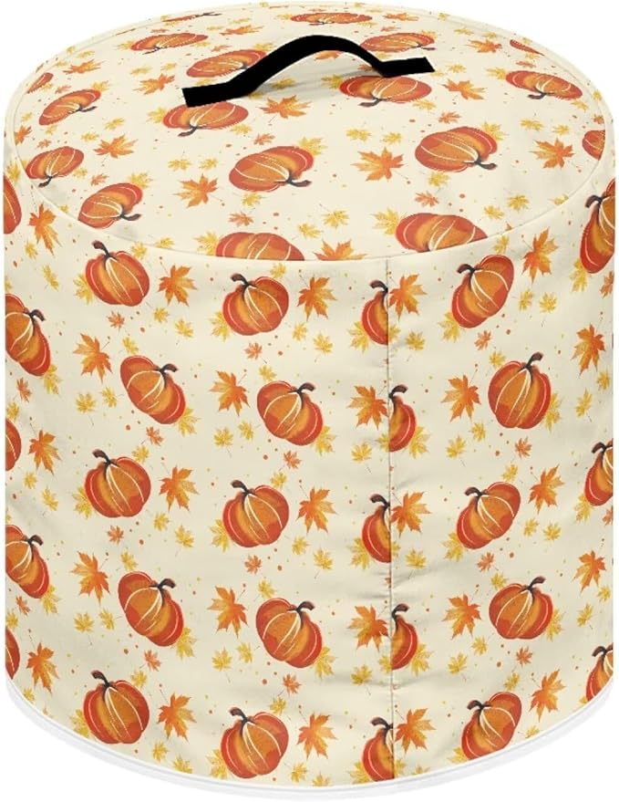 Pumpkins Maple Leaf Print 6 Quart Pressure Cooker Dust Cover with Storage Pocket and Top Handle Kitchen Appliance Air Fryer Rice Cooker Dust Cover Thanksgiving Day Decor