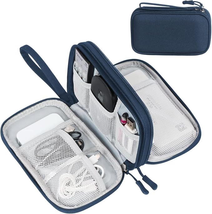 FYY Electronic Organizer, Travel Tech Pouch Bag, Cable Organizer Navy | Wrist by FYY