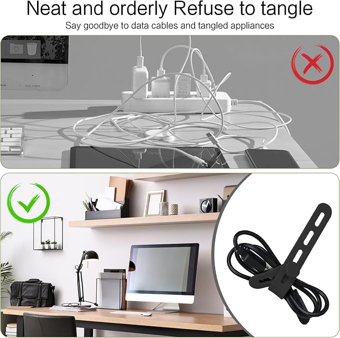 Donruby 24Pcs Silicone Cable Ties, Reusable Cord Organizer Straps, 5.12" - Image 7
