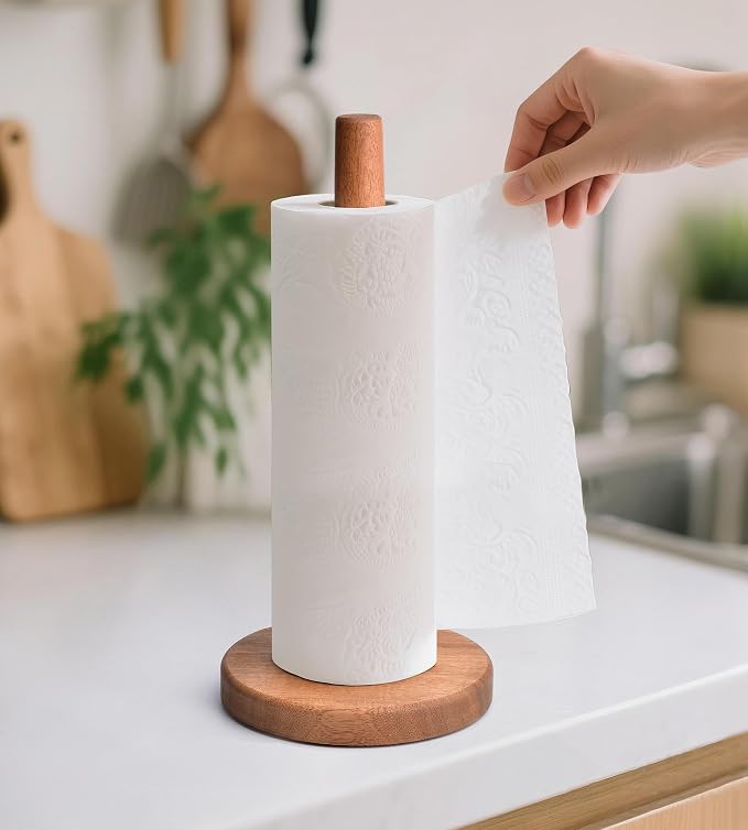 KitchLife Acacia Wooden Paper Towel Holder Countertop, Large Size - Image 8