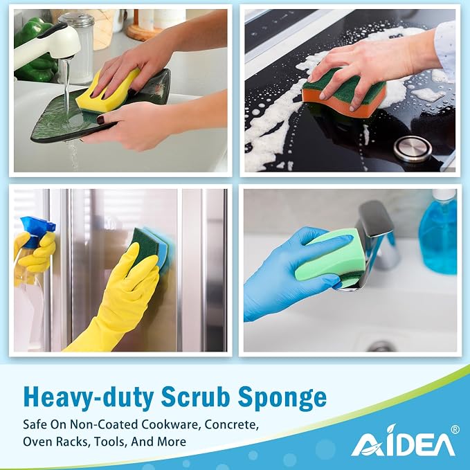AIDEA Sponges Kitchen, 50-PK Heavy Duty Dish Sponge Kitchen, Scrub Sponges | - Image 4