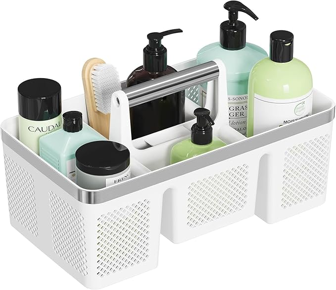BYUNER Plastic Shower Caddy Dorm: Portable Shower Basket Tote by MakesYourHomeMoreOrganized