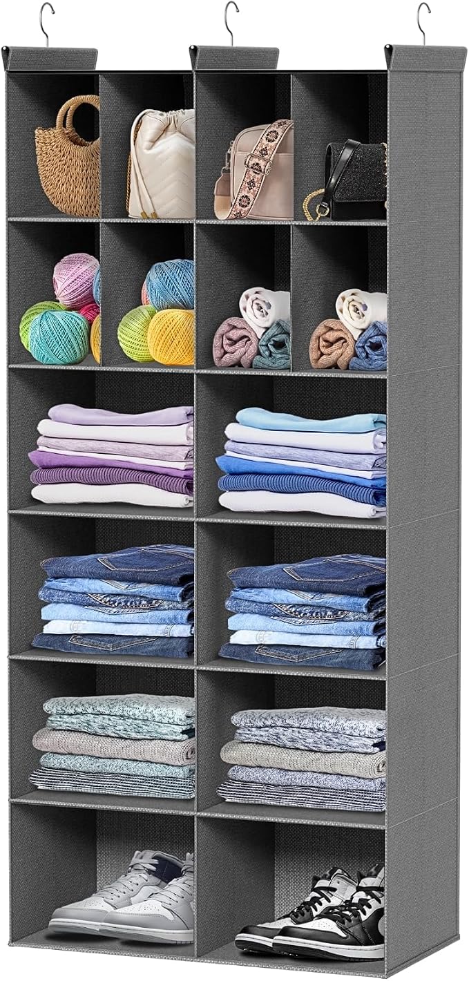 6 Tier Hanging Closet Organizer, 16 Compartments Dual Row Storage, 3 Sturdy by Ofiray-home