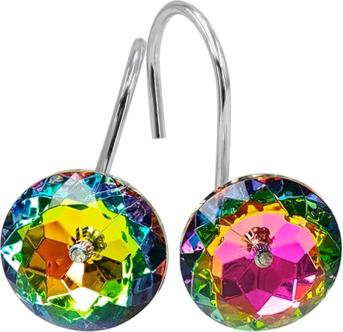 Colorful Diamond Crystal Bling Shower Curtain Hooks Rings by MitoVilla