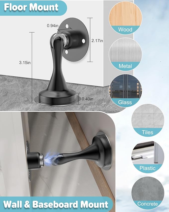Door Stoppers Magnetic Door Catch 2 Pack Stainless Steel Magnetic Door Stop | - Image 3