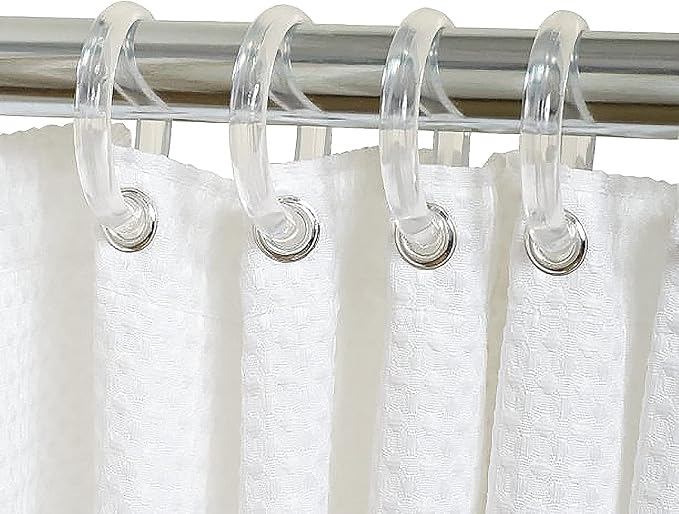 Kutesna 24 PCS Clear Plastic Shower Curtain Rings, Easy Snap Closure Shower - Image 7