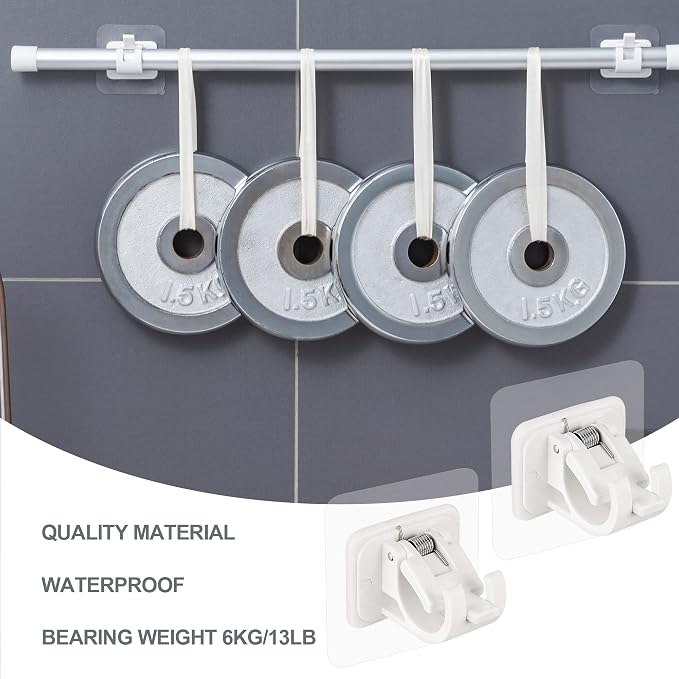 Self Adhesive No Drill Adjustable Curtain Rod Holder Hooks Brackets | Nail Free - Image 5