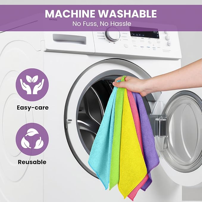 34 Pack Microfiber Cleaning Cloth, 6 Assorted Colors Cleaning Rags - Image 7