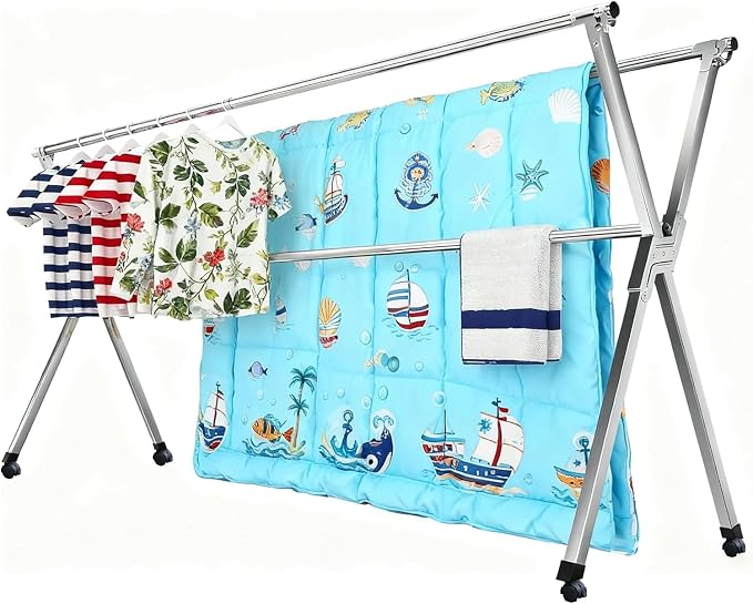 Clothes Drying Rack Folding Indoor Outdoor Rolling Portable Laundry Drying Rack by AZHZOLSK