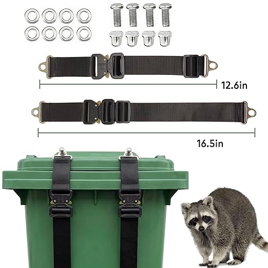 2 Pcs Bear Proof Trash Can Locks, Heavy - Duty Trash Bin Lock, Trash Can Locks for Animals, Trash Can Lid Lock, Secure Lid Lock for Outdoor Indoor Trash Cans to Keep Raccoons Bears Strays Out
