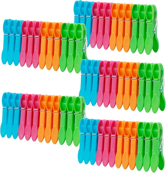 Clothes Pins, Colorful Plastic Clothespins, Heavy Duty Laundry Clothes Pins by Hoxiang