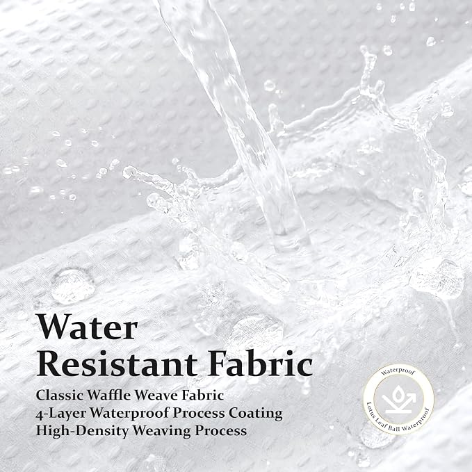 Dynamene Long Waffle Shower Curtain 256 GSM Heavy Fabric 72x80 White - Image 8