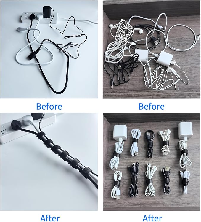 100 PCS 12 Inches Black Reusable Cable Ties, Cable Organizer, Cord Wrap and - Image 3