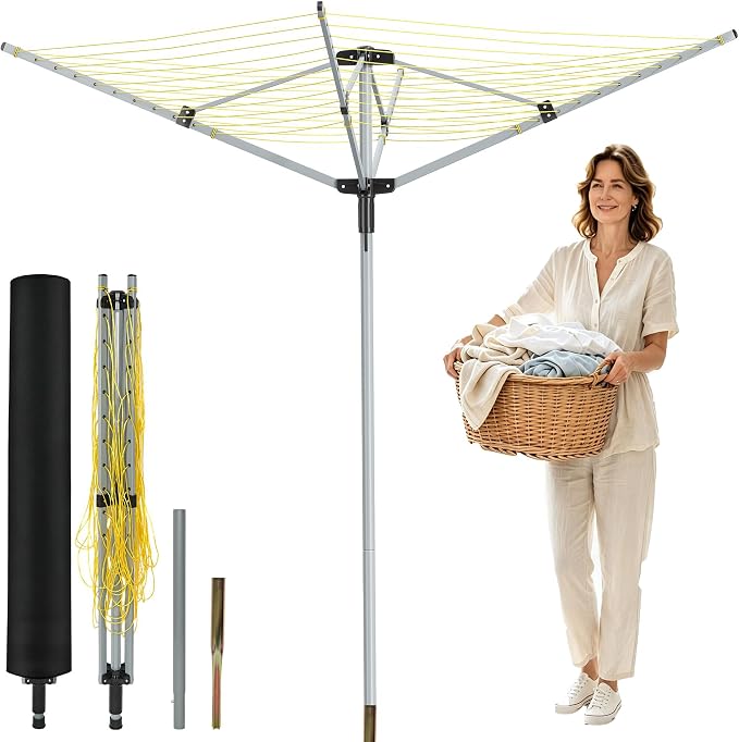 Rotary Clothesline Outdoor Umbrella Drying Rack by GOOFCXO