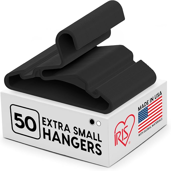 IRIS USA Extra Small Hangers 50 Pack, 11.87" W x 6.75" H, Shoulder Grooves by IRISUSA