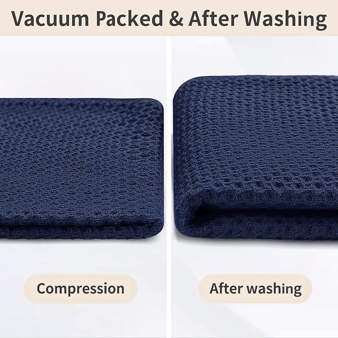 Homaxy 100% Cotton Waffle Weave Kitchen Dish Towels 6-Pack, Dark Navy | 13 x 28 - Image 7