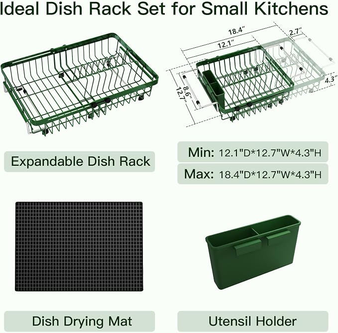 Green Dish Drying Rack Over The Sink - Image 2